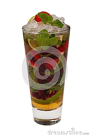 Strawberry mojito, isolated Stock Photo