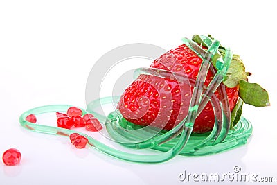 Strawberry and molecular food Stock Photo