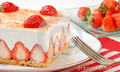 Strawberry mousse in the plate Stock Photo