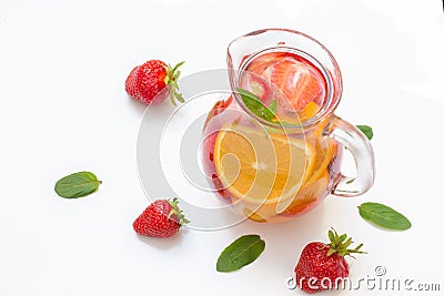 Strawberry and orange lemonade . Stock Photo