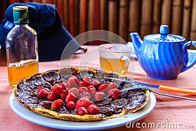 Strawberry Pancake , inle lake in Myanmar (Burmar) Stock Photo