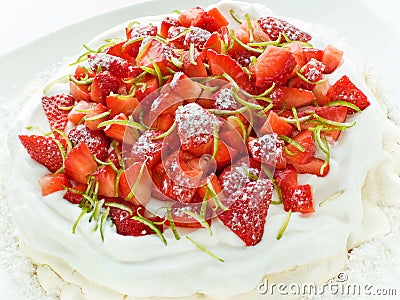 Strawberry Pavlova Stock Photo