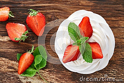 Strawberry Pavlova dessert Stock Photo