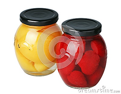 Strawberry and peach desserts Stock Photo