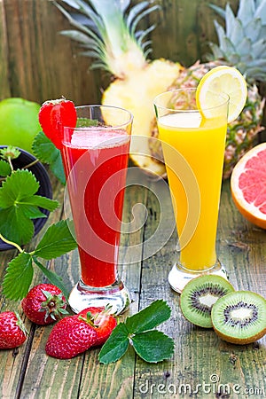 Strawberry and pineapple smoothies Stock Photo