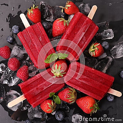 Strawberry popsicle Stock Photo