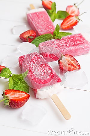 Strawberry popsicle Stock Photo