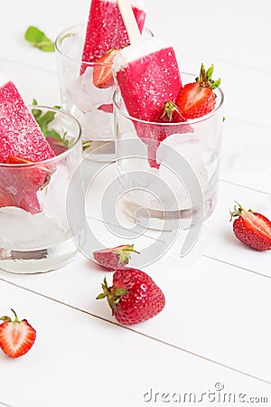 Strawberry popsicles Stock Photo