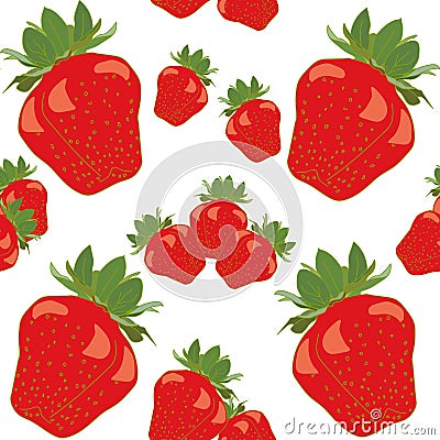 Strawberry Red Fruit Berry Colorful Seamless Vector Illustration