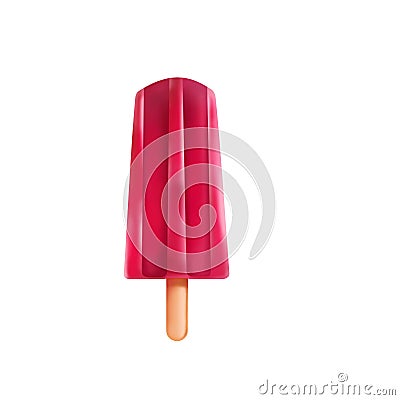 Strawberry red pink popsicles icecream frozen juice summer dessert isolated illustration. Fun and joy decoration. Use as a card, c Cartoon Illustration