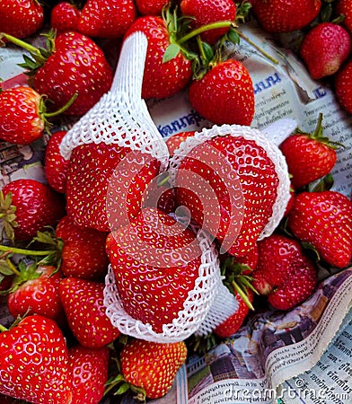 strawberry red strawberry white fruit seasonal fruit Stock Photo