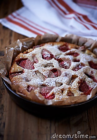 Strawberry and Rhubarb Cake Stock Photo