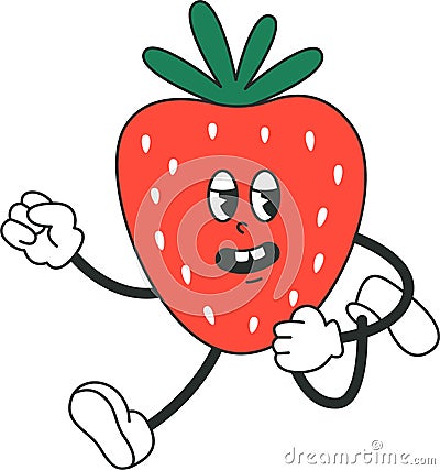 Strawberry Running Character Vector Illustration