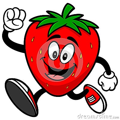 Strawberry Running Vector Illustration