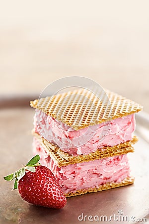 Strawberry sandwich ice cream Stock Photo