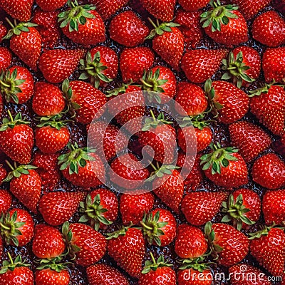 Strawberry seamless pattern background. Realistic photographic style. Cartoon Illustration