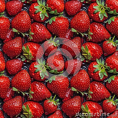 Strawberry seamless pattern background. Realistic photographic style. Cartoon Illustration