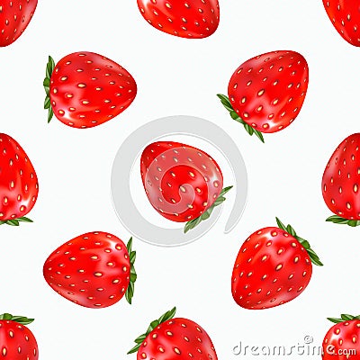 Strawberry seamless pattern. 3d realistic vector illustration . Vector Illustration