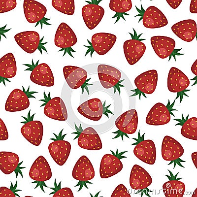 Strawberry seamless pattern. Strawberries on white background Vector Illustration