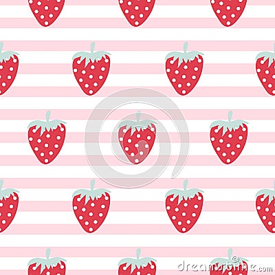 Strawberry seamless vector striped pattern. Vector Illustration