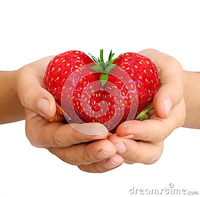 Strawberry in shape of a heart Stock Photo