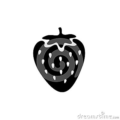 Strawberry simple black icon. Vector Illustration