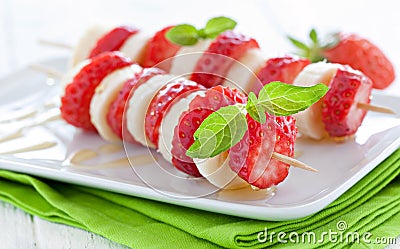 Strawberry skewers Stock Photo