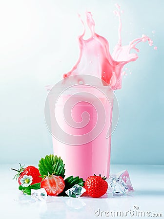 Strawberry smoothie splash Stock Photo