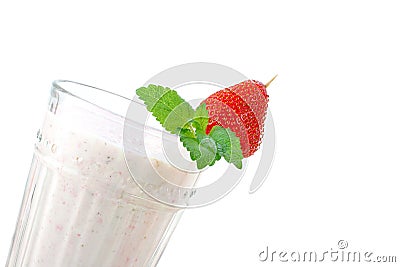 Strawberry smoothie up close Stock Photo