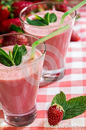 Strawberry smoothies. Stock Photo
