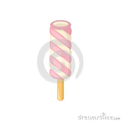 Strawberry Spiral Popsicle Ice Cream Illustration Vector Illustration