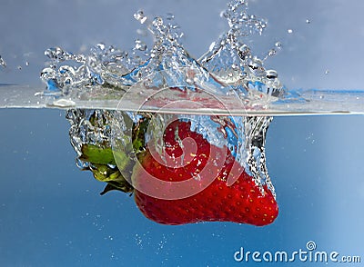 Strawberry splash in water Stock Photo