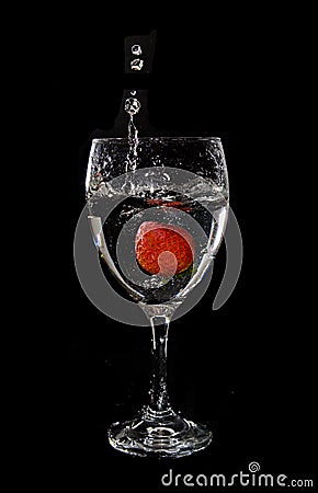 Strawberry splash alcohol drinks cocktails Stock Photo
