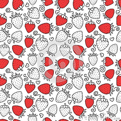 Strawberry sweet Seamless pattern. Design surface texture. Hand drawn Vector illustration on white Vector Illustration