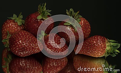 Strawberry on table, closeup strawberries. drops of water Stock Photo