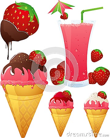 Strawberry theme Vector Illustration