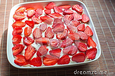 Homemade Strawberry Tiramisu Stock Photo