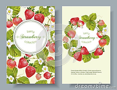 Strawberry vertical banners Vector Illustration