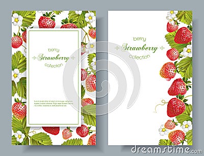 Strawberry vertical banners Vector Illustration