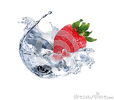 Strawberry In Water Stock Photo