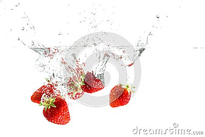 Strawberry water splash Stock Photo