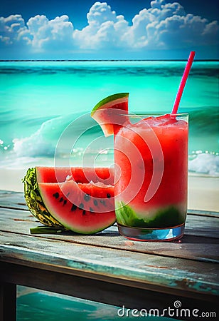 Strawberry watermelon refreshing cocktail drink Stock Photo