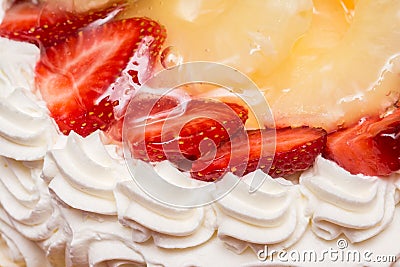 Strawberry Whip Cream Cake Stock Photo