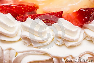 Strawberry Whip Cream Cake Stock Photo