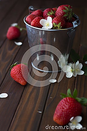 Strawberry on wooden table Stock Photo