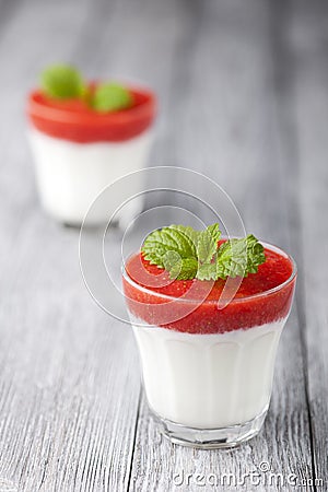 Strawberry and yoghurt dessert Stock Photo