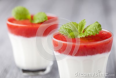 Strawberry and yoghurt dessert Stock Photo
