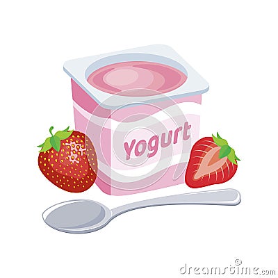 Strawberry yogurt plastic cup icon vector Vector Illustration