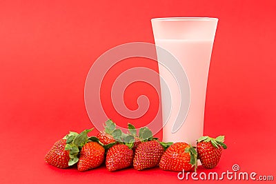 Strawberry yogurt drink Stock Photo