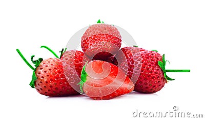 Strawberrys and Strawberry half isolate with white backgorund Stock Photo